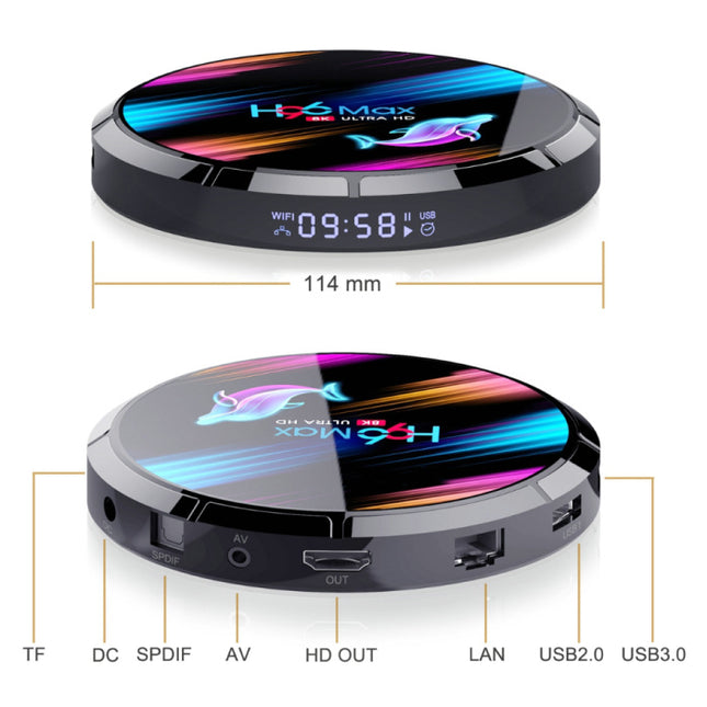 H96 Max 8K TV Box Mediaspeler Android Kodi - 4GB RAM - 64GB Opslagruimte + Draadloos Toetsenbord