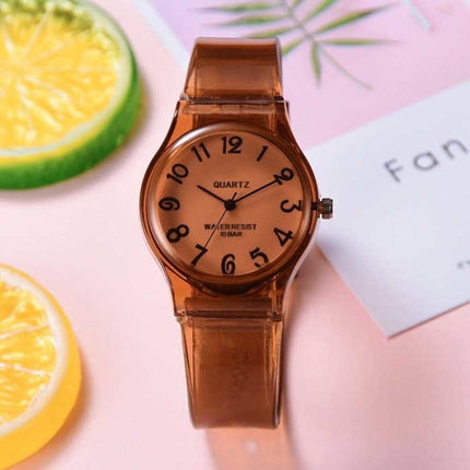 Transparant Candy Jelly Horloge Dames - Waterdicht Siliconen Kwarts Polshorloge Roze