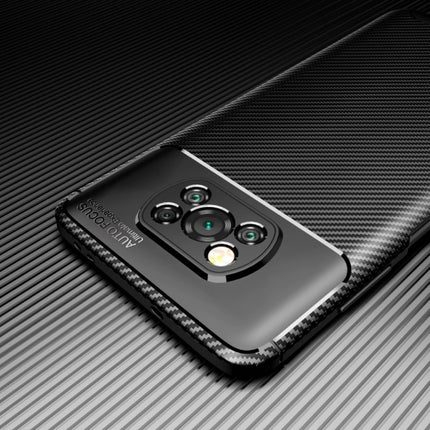 Xiaomi Poco X3 Pro Hoesje - Carbon Fiber Textuur Shockproof Case Rubber Cover Blauw