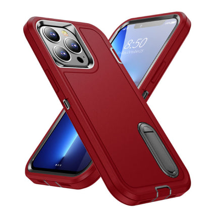 iPhone 12 Armor Hoesje met Kickstand - Shockproof Cover Case Rood
