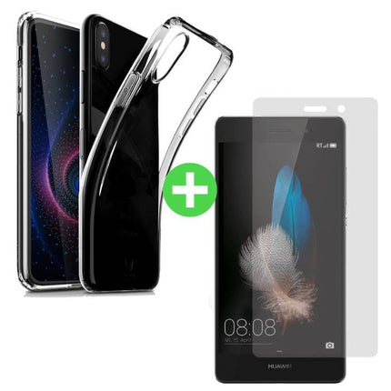 Huawei P20 Lite Transparant TPU Hoesje + Screen Protector Tempered Glass