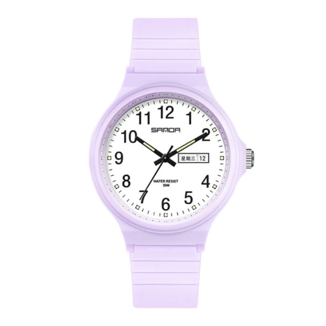 Minimalist Horloge voor Dames - Waterdicht Glow in the Dark Uurwerk Paars