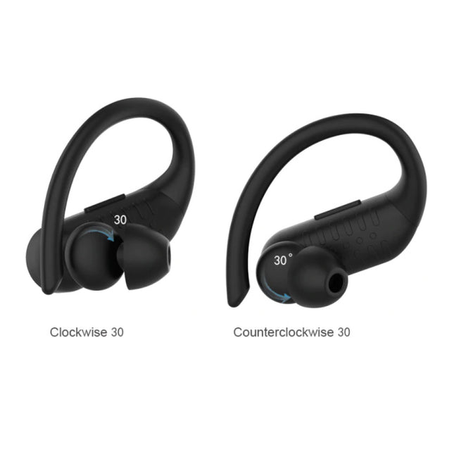 B1 TWS Draadloze Oortjes met Oorhaak Bluetooth 5.0 Ear Wireless Buds Earphones Earbuds 950mAh Oortelefoon Zwart