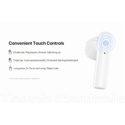 Airbuds U Draadloze Oortjes met 380mAh Oplaaddoosje - ENC Ruisonderdrukking Touch Control Oordopjes TWS Bluetooth 5.1 Earphones Earbuds Oortelefoon Wit