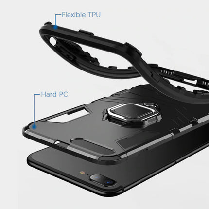 Huawei Y7 Pro 2019 Hoesje  - Magnetisch Shockproof Case Cover Cas TPU Blauw + Kickstand