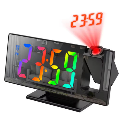 Digitale Wekker met Projectie - Alarm Klok Temperatuur Kalender LED Rotatieprojectie - Kleurrijk