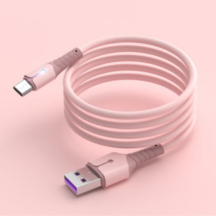 Vloeibare Siliconen Oplaadkabel voor Micro-USB - 5A Datakabel 2 Meter Oplader Kabel Roze