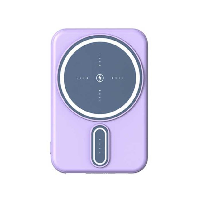20.000mAh Mini Magnetische Qi Powerbank voor Mobiele Telefoons - Oplader Draadloze Batterij Paars