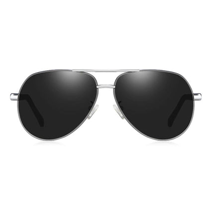 Vintage Shades Zonnebril - Roestvrij Staal Legering Pilotenbril met UV400 en Polarisatie Filter voor Mannen - Zwart-Grijs
