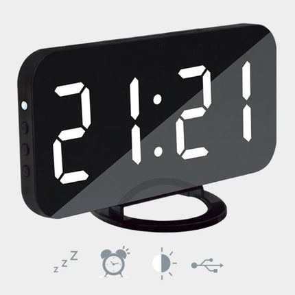 Multifunctionele Digitale LED Klok - Wekker Spiegel Alarm  Snooze Helderheid Aanpassing Rood