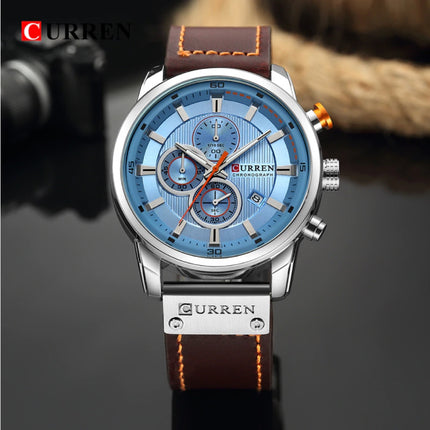 Heren Horloge met Leren Bandje - Anoloog Luxe Kwarts Uurwerk voor Mannen - Roestvrij staal - Bruin-Zilver