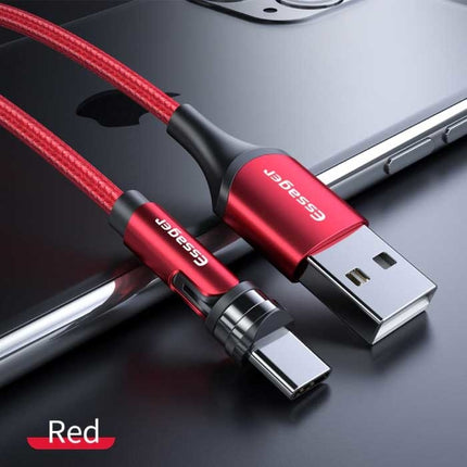 iPhone Lightning Magnetische Oplaadkabel 1 Meter met 540° Roterende Plug - 2.4A Fast Charging Gevlochten Nylon Oplader Data Kabel Rood
