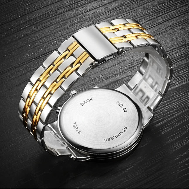 Staal Horloge voor Heren - Leren Bandje Anoloog Luxe Uurwerk voor Mannen Kwarts