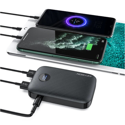 Powerbank met PD Poort 10.000mAh Triple 3x USB Poort  - LED Display Externe Noodaccu Batterij Oplader Charger Zwart 