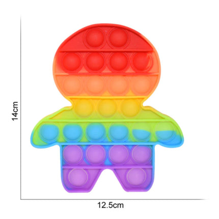 Pop It - Fidget Anti Stress Speelgoed Bubble Toy Siliconen Mannetje Regenboog