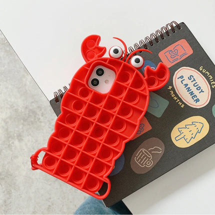 iPhone 11 Pop It Hoesje - Silicone Bubble Toy Case Anti Stress Cover Kreeft Rood