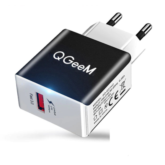 Quick Charge 3.0 Stekkerlader - 18W/3A Fast Charging Muur Oplader Adapter Zwart