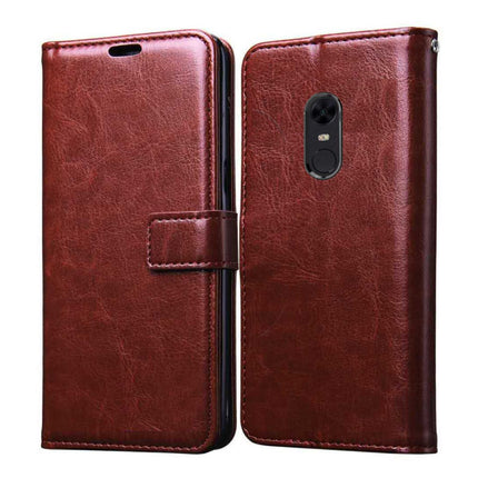 Xiaomi Redmi Note 6 Leren Flip Case Portefeuille - PU Leer Wallet Cover Cas Hoesje Bruin