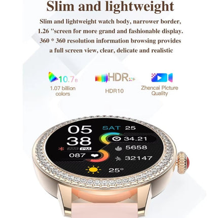 Diamant Smartwatch - Gezondheid Monitor Sport Tracker Horloge iOS Android - Metaal Bandje - Zilver