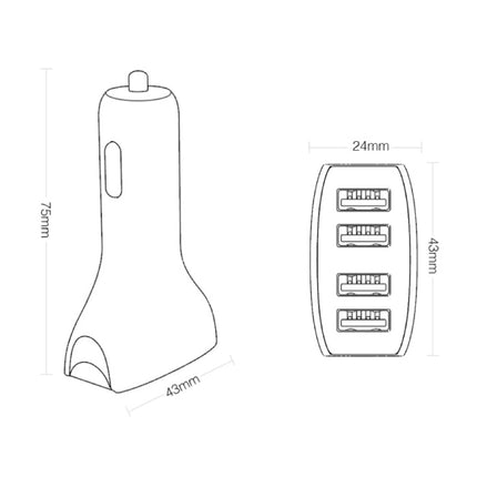 Qualcomm Quick Charge 3.0 Quad Port Autolader/Carcharger - Zwart