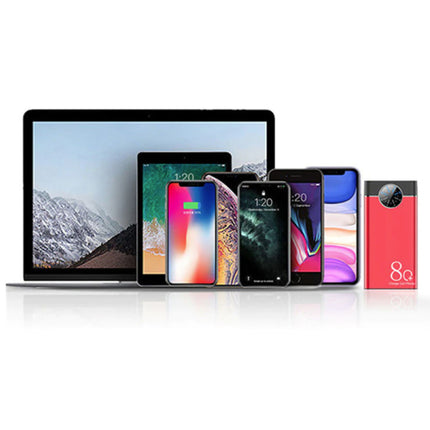 80.000mAh Powerbank met 2 Uitvoer/2 Invoer Poorten - Ingebouwde Zaklamp - Externe Noodaccu Batterij Oplader Charger Rood