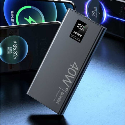 40W Powerbank 20.000mAh met 3 Oplaadpoorten  - 20W PD Externe Noodaccu LED Display Batterij Oplader Charger Zwart 