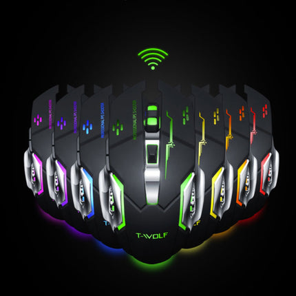 Q-13 Draadloze Gaming Muis - 2.4GHz RGB Optisch Ergonomisch met DPI Aanpassing tot 2400 DPI - Zwart