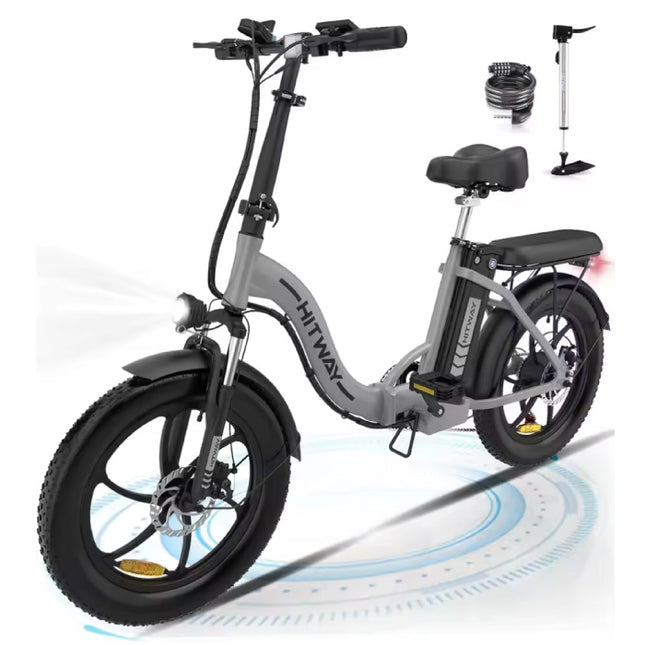 BK6 Elektrische Fiets - 20" Opvouwbare Smart Fatbike - 250W - 36V / 12 Ah - Grijs