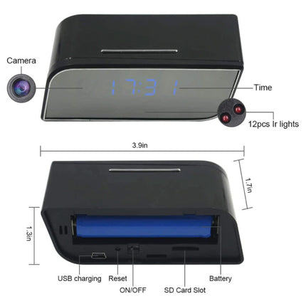 Alarm Klok met Camera en WiFi - Draadloze Smart Home Security Night Vision
