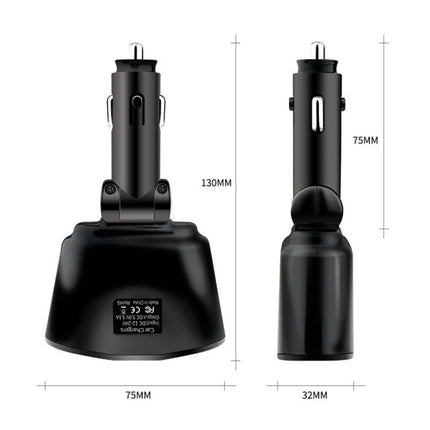 2-Weg Sigarettenaansteker Splitser Plug met 2 USB Poorten 45W / 3.1A - Verdeelstekker Autolader Splitter Dual Port Carcharger - Zwart