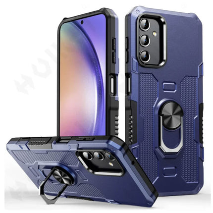 Samsung Galaxy A33 (5G) Hoesje + Kickstand Magneet - Shockproof Cover met Popgrip Blauw