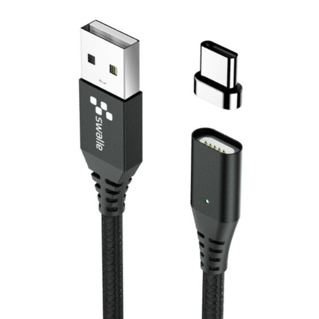 USB 2.0 - Micro-USB Magnetische Oplaadkabel 1 Meter Gevlochten Nylon Oplader Data Kabel Data Android  Zwart