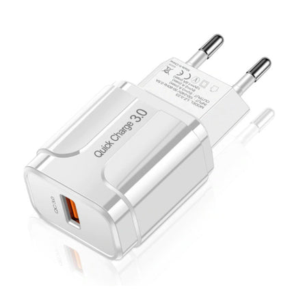 Qualcomm Quick Charge 3.0 USB Muur Oplader Wallcharger AC Thuislader Stekkerlader Adapter - Wit