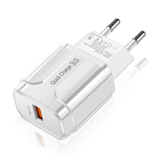 Qualcomm Quick Charge 3.0 USB Muur Oplader Wallcharger AC Thuislader Stekkerlader Adapter - Wit