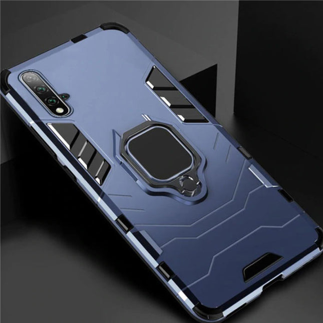 Huawei Honor 20 Pro Hoesje  - Magnetisch Shockproof Case Cover Cas TPU Blauw + Kickstand