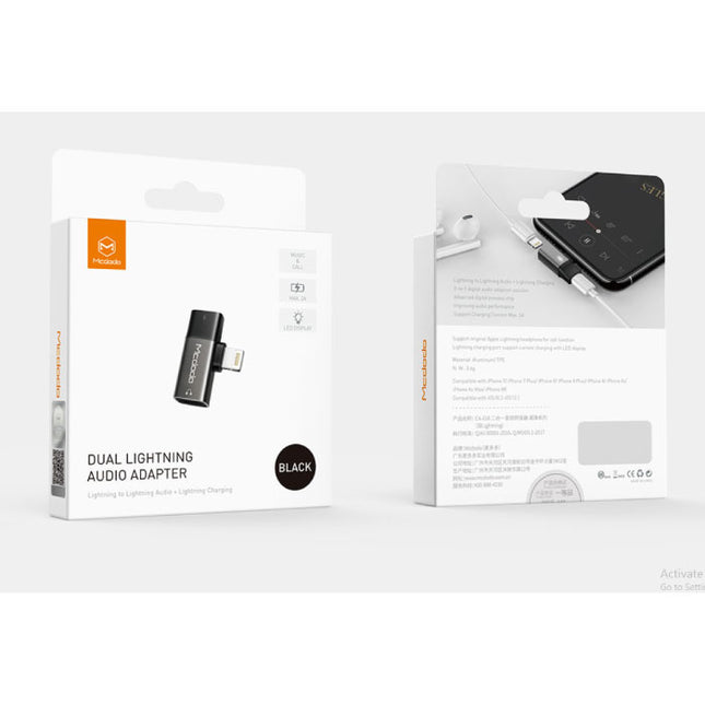 iPhone Lightning Oplader & AUX Splitter - Headphone Audio Splitter Adapter Zwart