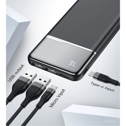 Powerbank 10.000mAh Externe Noodaccu Batterij Oplader Charger Zwart