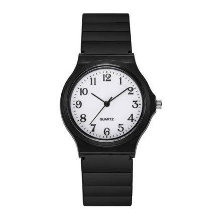 Siliconen Horloge - Kwarts Polshorloge Voor Dames Studenten - Zwart-Wit