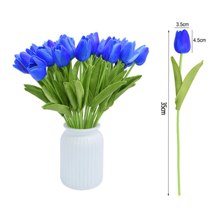Kunst Boeket - Tulpen Zijden Bloemen Tulp Luxe Boeketten Decor Ornament Wit