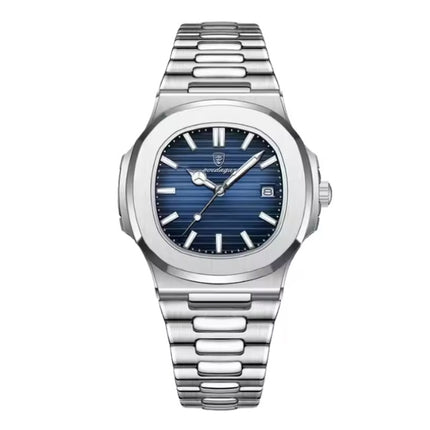 Luxe Zakelijk Horloge voor Heren - Waterdicht Kwarts Uurwerk Roestvrij Staal - Zilver Blauw