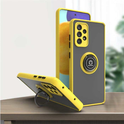 Samsung Galaxy S9 Hoesje met Ring Kickstand en Magneet - Schokbestendige Cover Case Geel