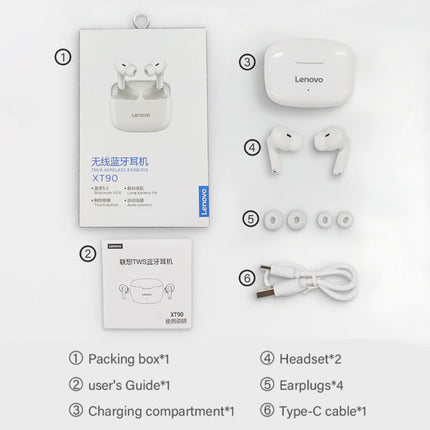 XT90 Draadloze Oortjes - True Touch Control TWS Oordopjes Bluetooth 5.0  Wireless Buds Earphones Oortelefoon Wit