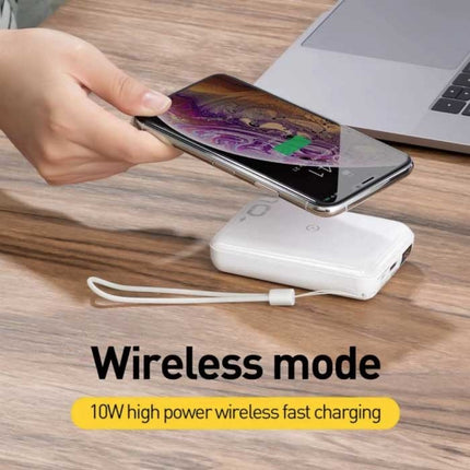 10.000mAh Qi Draadloze Oplader & Powerbank - Noodaccu Batterij met LED Scherm Zwart