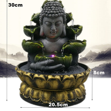 Sier Waterval Boeddha Beeld - LED Fontein Decor Feng Shui Ornament