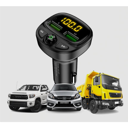 Dual USB Autolader Bluetooth Transmitter Handsfree Oplader FM Radio Kit Met SD-Kaart Slot Zwart