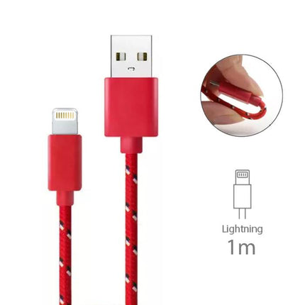 iPhone/iPad/iPod Lightning USB Oplaadkabel Gevlochten Nylon Oplader Data Kabel Data 1 Meter Rood