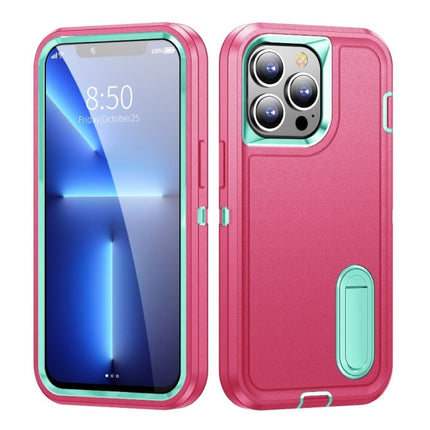 iPhone 13 Pro Max Armor Hoesje met Kickstand - Shockproof Cover Case Roze