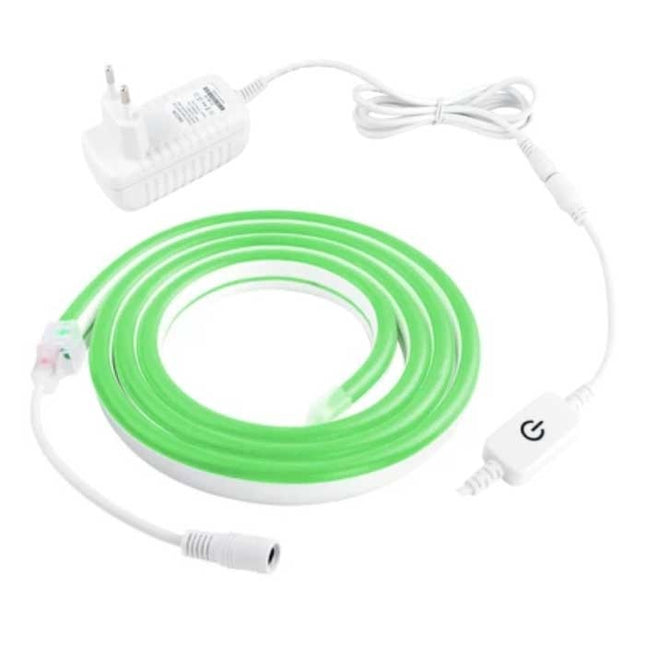 Neon LED Strip 5 Meter - Flexibele Verlichting Tube met Stekker Adapter 12V en Aan/Uit-Schakelaar Waterdicht Groen