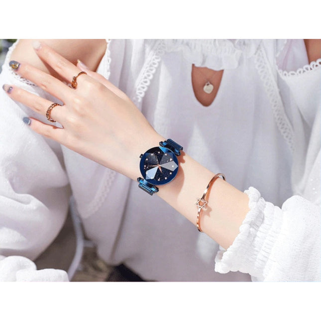 Starry Night Horloge Dames - Luxe Anoloog Kwarts Uurwerk voor Vrouwen Blauw