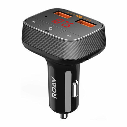 SmartCharge F0 Dual Port Autolader met Bluetooth Transmitter - 24W Auto Oplader Carcharger - Zwart
